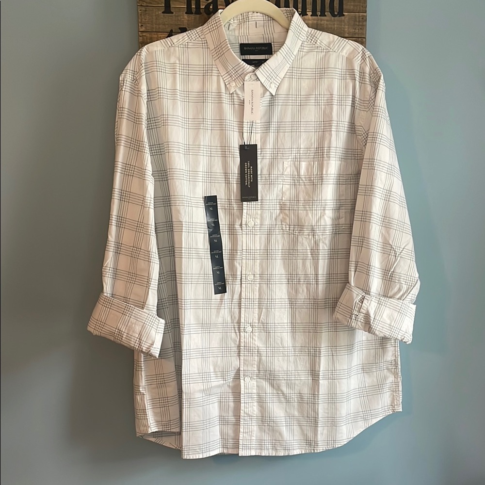 Banana Republic Slim Fit Untucked Relaxed Shirt NWT mens buttondown cotton XL